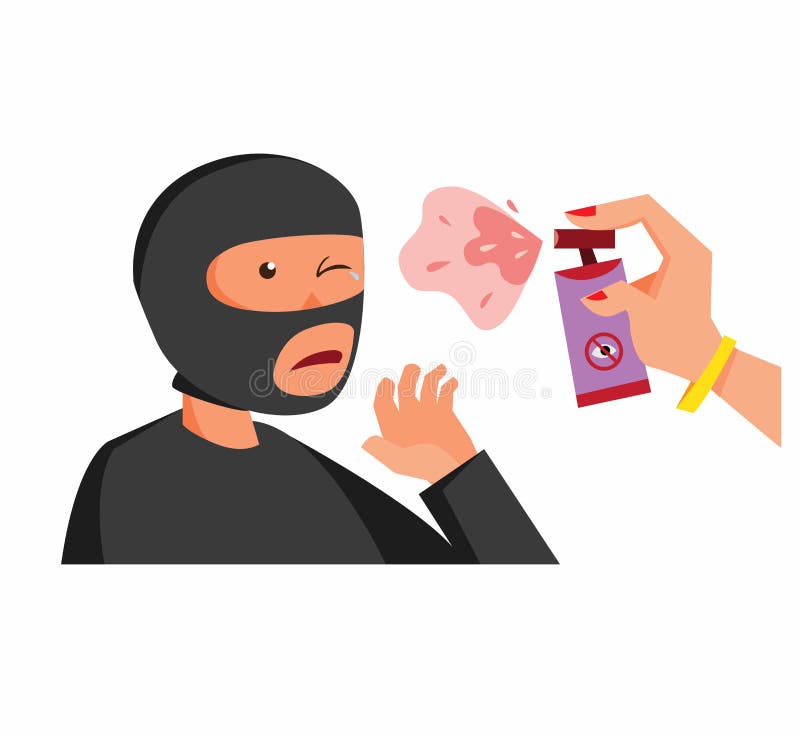 Pepper Spray on Thief for Self Defence Flat Illustration Vector Design  Stock Vector - Illustration of protection, defense: 169394244