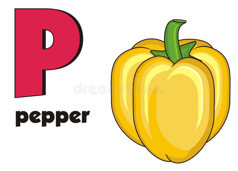 Pepper Word On Background Illustration. Fruit  Element, Isolated Vector Stock Vector