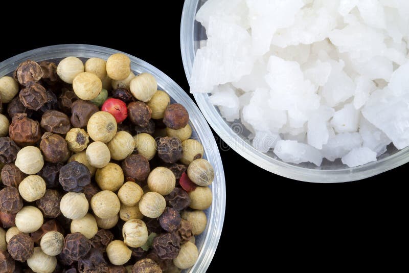 Peppercorns and Raw Sea Salt Stock Image Image of flavouring, salt