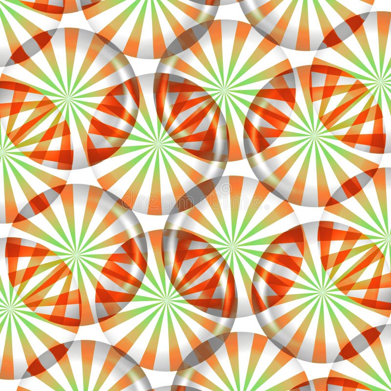 Pattern of red, green and white striped round peppermint candy wallpaper background on white background. Peppermint stripes illustrations