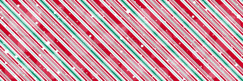 Peppermint candy cane diagonal stripes Christmas background with shiny snowflakes print seamless pattern vector illustration