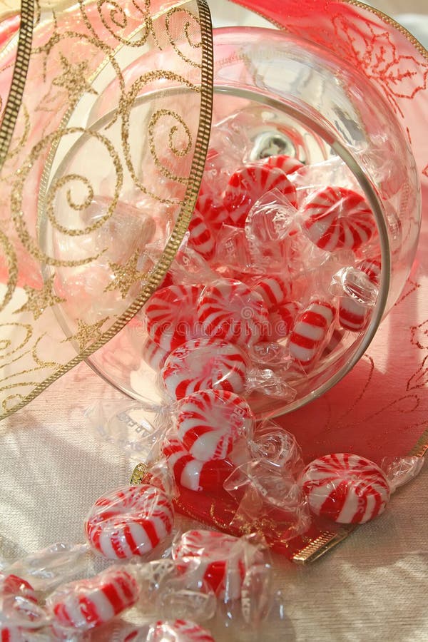 Peppermint Ribbon Christmas Candy Stock Image - Image of swirls, white