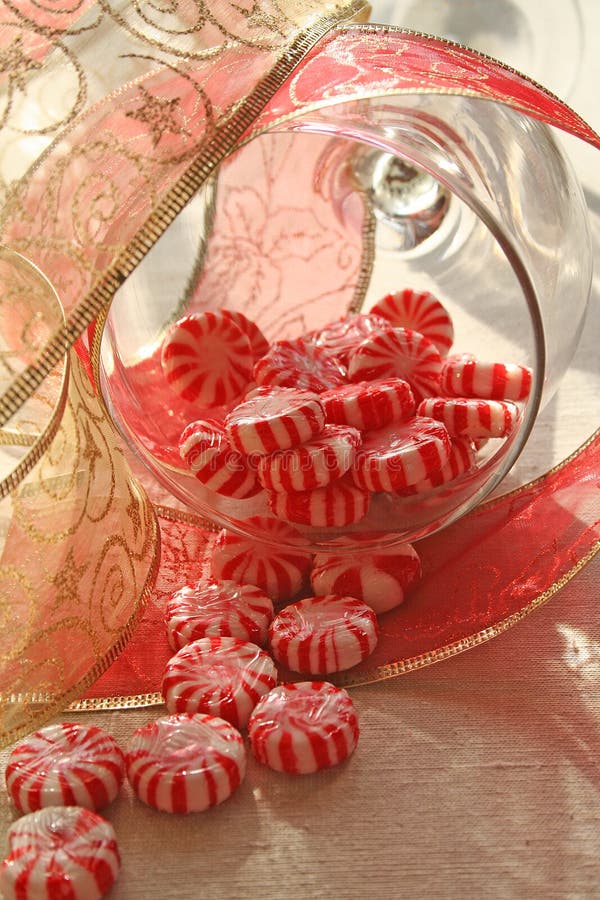 Peppermint Ribbon Christmas Candy Stock Image - Image of swirls, white