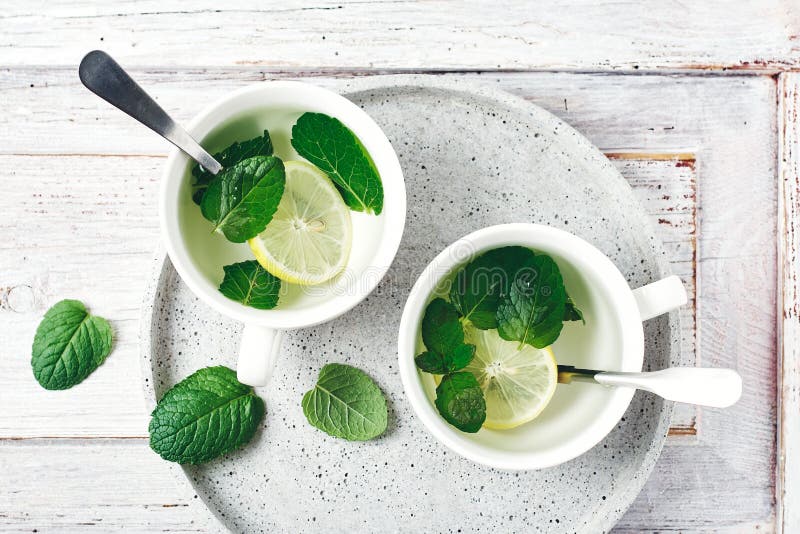 Peppermint tea with lemon stock photo. Image of beverage 183885274