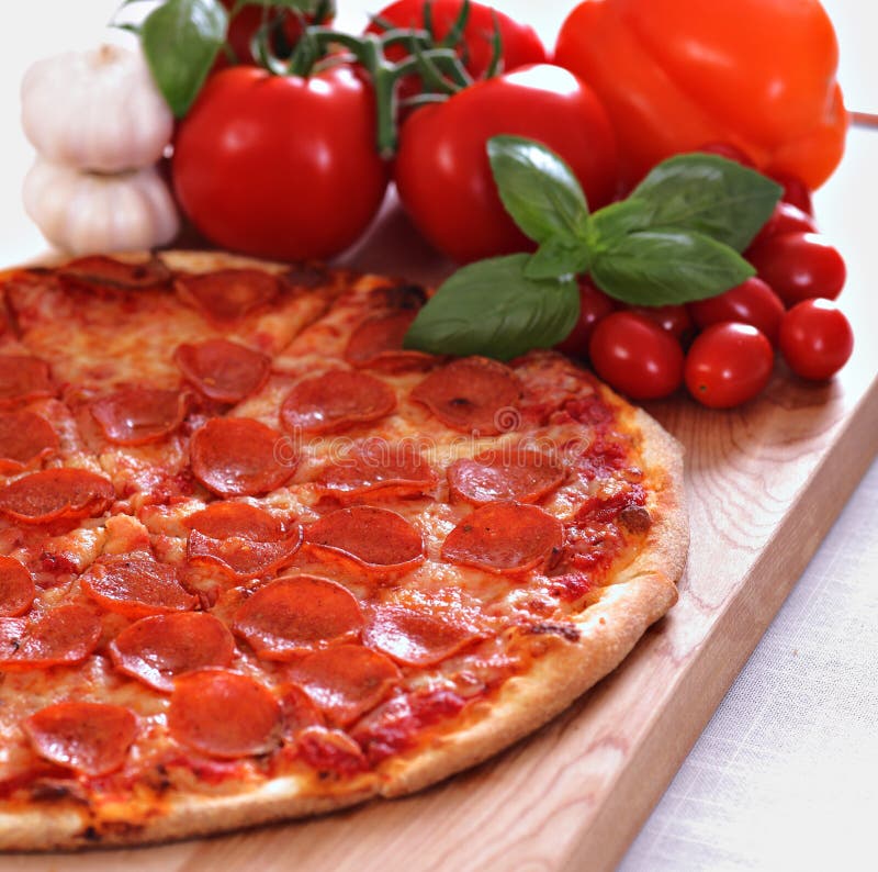 Pepperoni pizza royalty free stock photo