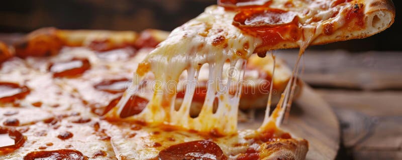 Pepperoni pizza with melting cheese, close-up stock illustration