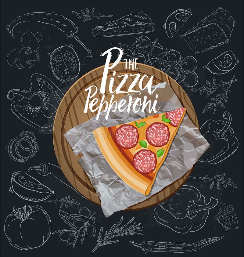 The Pepperoni Pizza slice with background. Vector graphics royalty free illustration The Pepperoni Pizza slice with background. Vector graphics royalty free illustration
