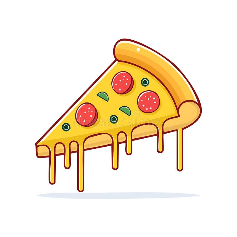 Pepperoni Pizza slice with melted Cheese illustration on White background royalty free illustration