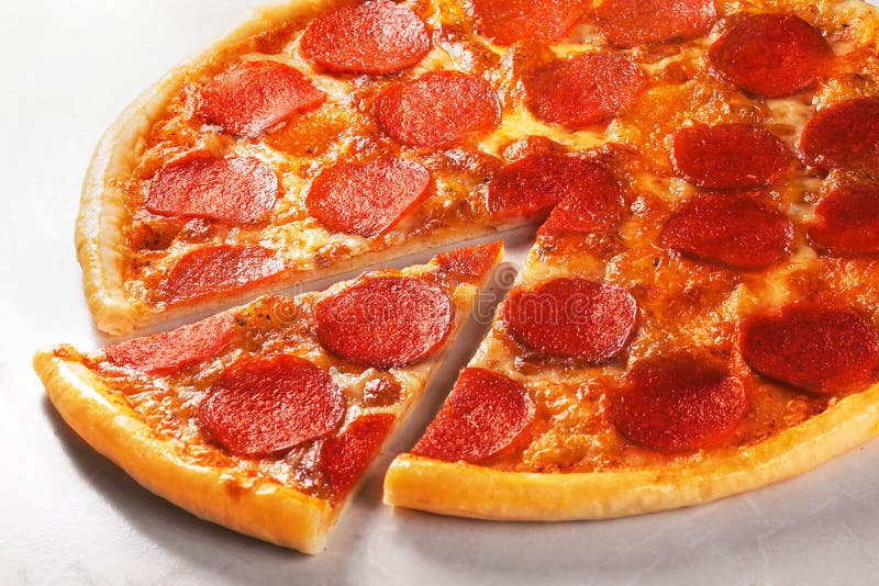 Pepperoni pizza in still life close-up royalty free stock photography