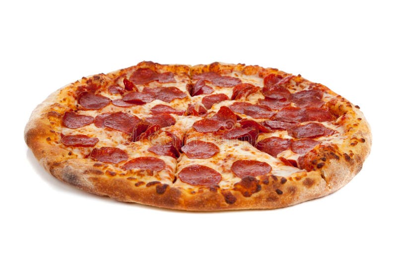 Pepperoni pizza on white