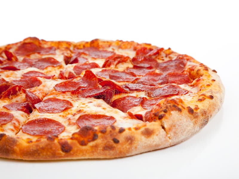 Pepperoni pizza on a white background