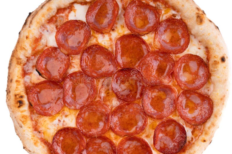 Pepperoni Sausage Pizza on White Background for Online Restaurant Menu