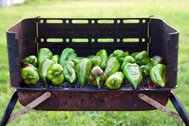 Peppers on barbecue stock photo. Image of green, spicy 21354860