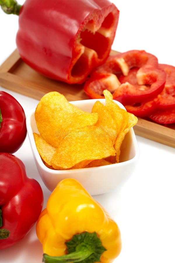 Peppers with Paprika Chips stock photo. Image of paprika 24059378