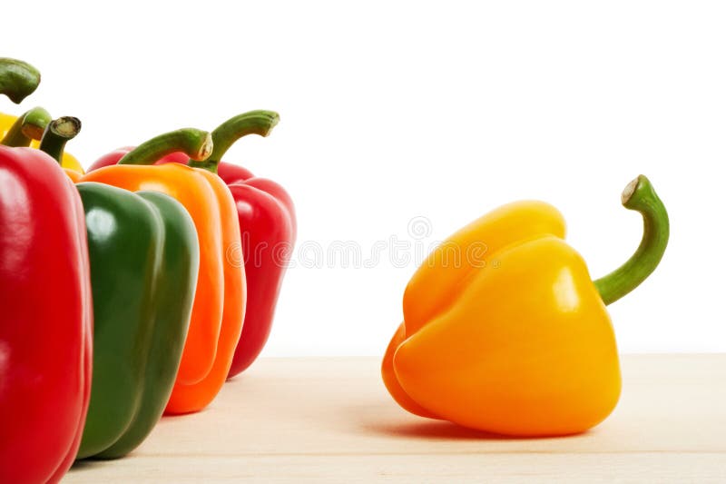 Peppers on white