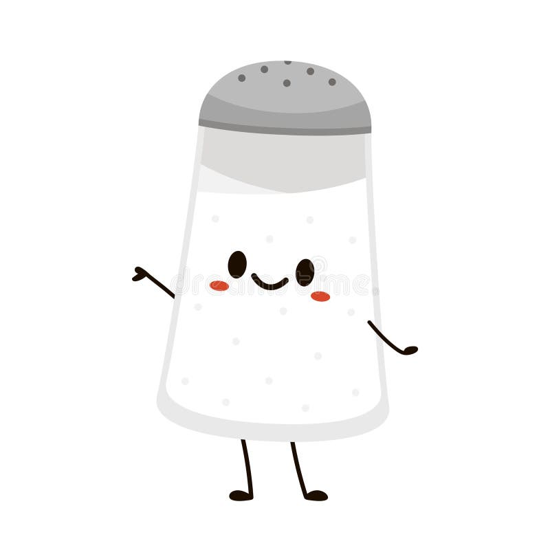 Salt shaker vector. Cute cartoon salt shaker couple with smiling faces.