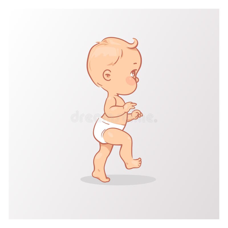 Pequeño Bebé Lindo En Paseo Del Pañal Ilustración del Vector - Ilustración  de fondo, cuidado: 149373452