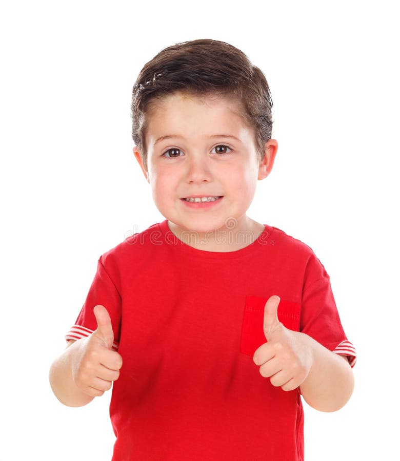 La Niña En Camiseta Roja Está Sonriendo Imagen de archivo - Imagen de  amarillento, belleza: 138467387