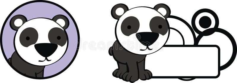 Pequeño Sistema De La Etiqueta Engomada De La Historieta Del Kawaii Del Oso  De Panda Del Bebé Ilustración del Vector - Ilustración de fondo, espacio:  140830408