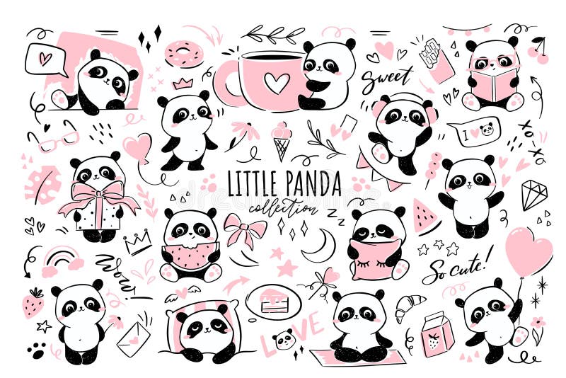 Fofo Pequeno Desenho Animado Panda Ilustração do Vetor - Ilustração de  bebê, gordinho: 221257372