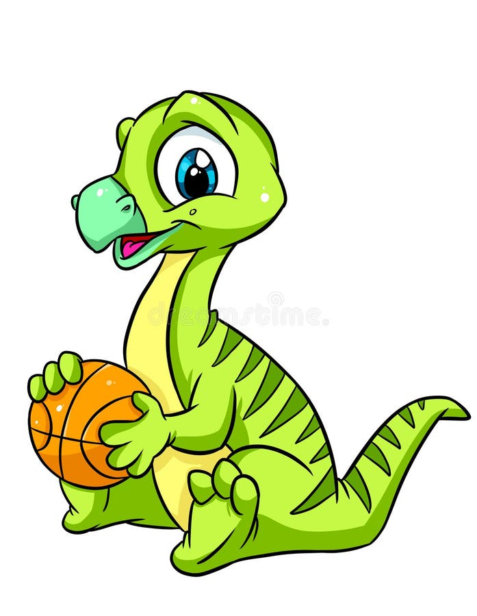 Dinossauro dos desenhos animados um jogador de basquete