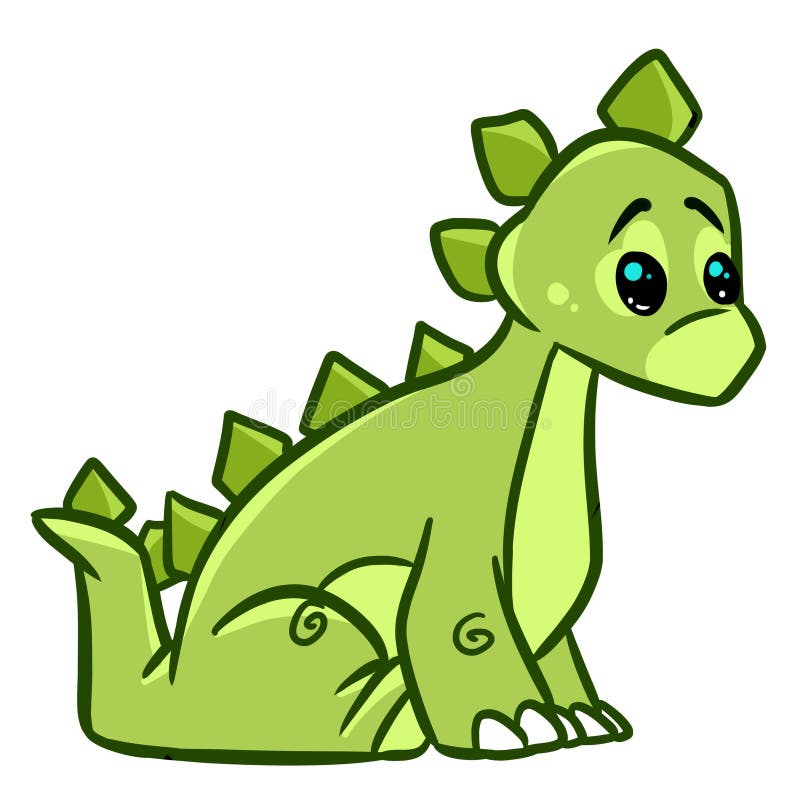 Pequeno Filhote Dinossauro Sentado Ilustração Desenho Animado Ilustração  por ©Efengai #522009316