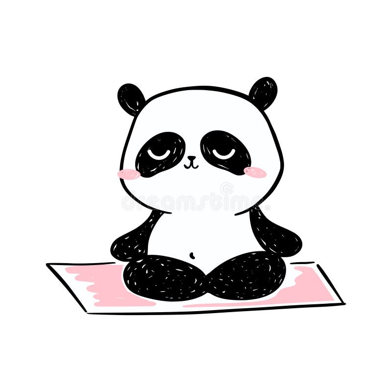 Panda De Desenho Animado Pequeno Panda Bonito Sorrindo Ilustração