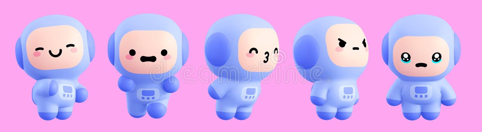 Pequena Personagem Kawaii Engraçada. Ilustração De Desenho 3d De Uma Garota  Bonita De Desenho Em Um Pano De Fundo Azul Ilustração Stock - Ilustração de  azul, jogo: 243403156