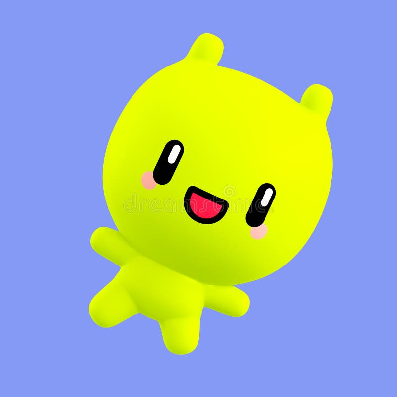 Pequena Personagem Kawaii Engraçada. Ilustração De Desenho 3d De Uma Garota  Bonita De Desenho Em Um Pano De Fundo Azul Ilustração Stock - Ilustração de  azul, jogo: 243403156