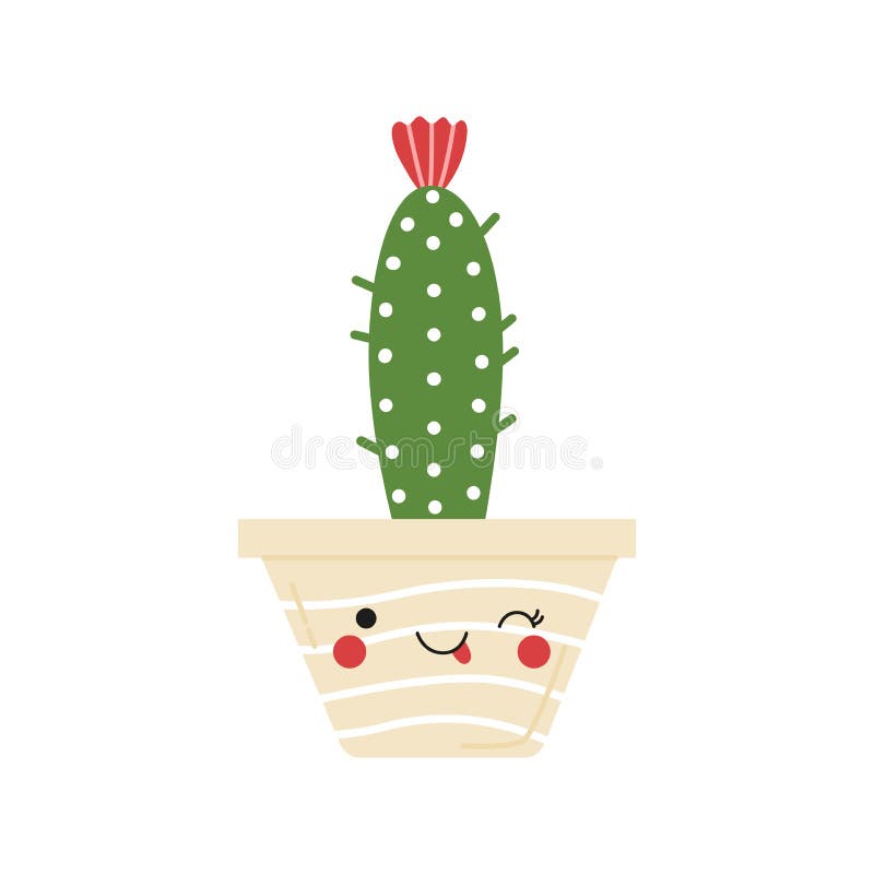 cacto simples desenhado à mão bonito. planta de casa em um clipart