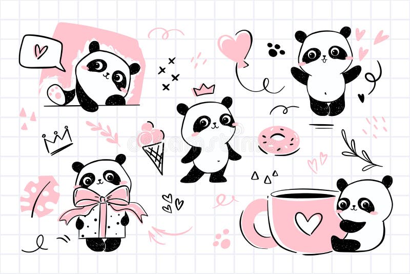Fofo Pequeno Desenho Animado Panda Ilustração do Vetor - Ilustração de  bebê, gordinho: 221257372