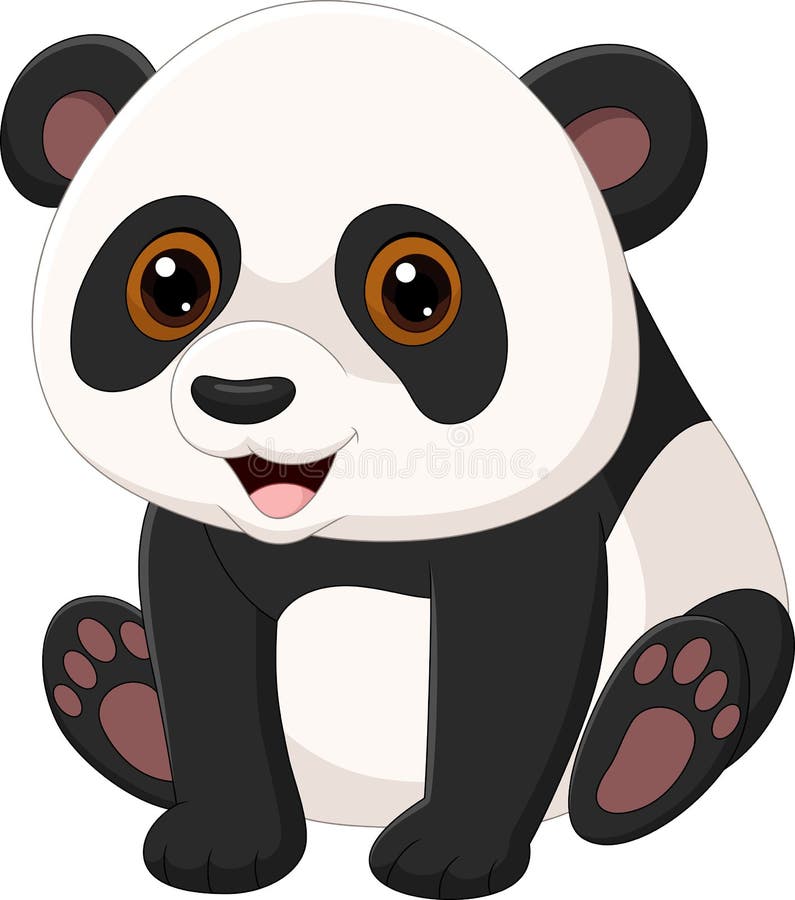 Panda Sentada No Logotipo Do Mascote De Desenho Animado Kawaii, Criativo E  Fofo, Em Nuvem Ilustração Stock - Ilustração de fofofo, aquarela: 253335976