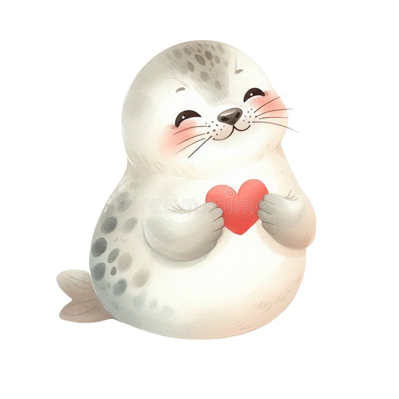 Pequeno focinho kawaii com coração vermelho ilustração stock