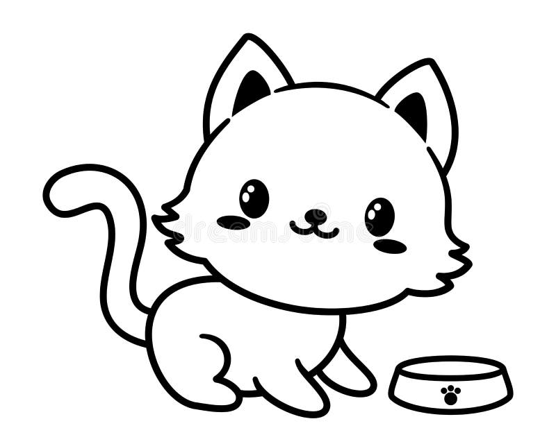 Bonito desenho animado gato branco sentado — Ilustração de Stock