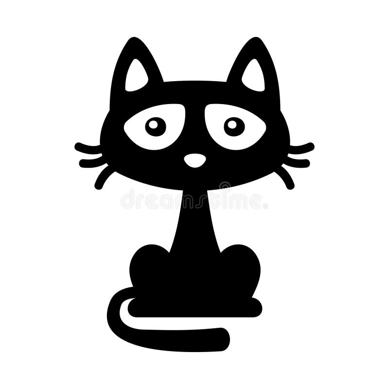 Little Black Cat Icon on White. Cartoon Style Halloween Illustration. Vector illustration. Little Black Cat Icon on White. Cartoon Style Halloween Illustration. Vector illustration.