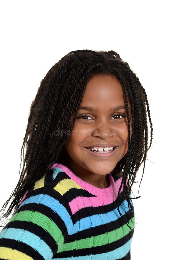 Pequeña muchacha negra del retrato fotos de archivo