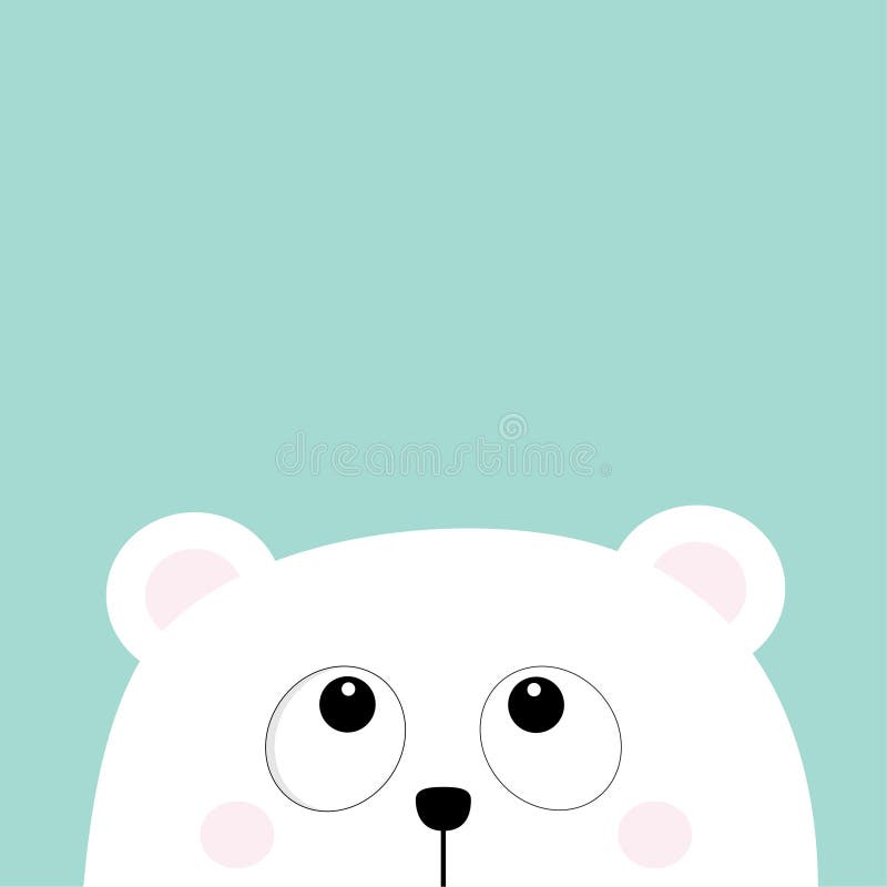 Pequeña pequeña cara blanca polar de la cabeza del cachorro de oso que mira para arriba Ojos grandes Carácter lindo del bebé de l ilustración del vector Pequeña pequeña cara blanca polar de la cabeza del cachorro de oso que mira para arriba Ojos grandes Carácter lindo del bebé de l ilustración del vector
