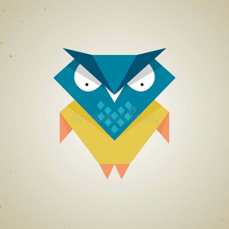 Pequeño búho azul y amarillo lindo de la historieta stock de ilustración Pequeño búho azul y amarillo lindo de la historieta stock de ilustración
