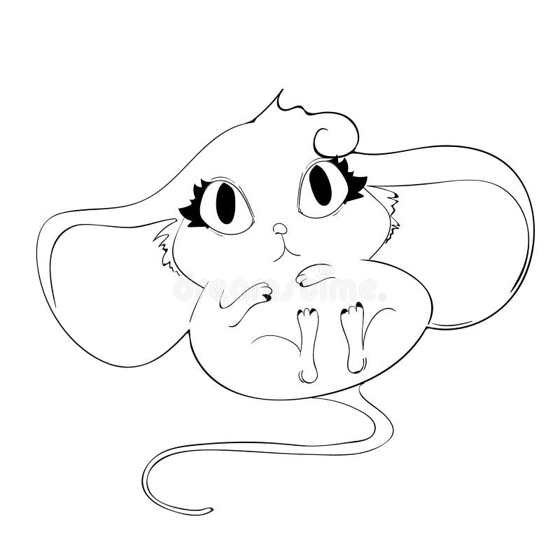 Pequeño contorno del ratón del kawaii stock de ilustración Pequeño contorno del ratón del kawaii stock de ilustración