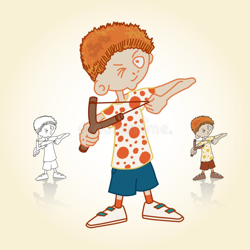 Pequeño muchacho con la catapulta libre illustration Pequeño muchacho con la catapulta libre illustration