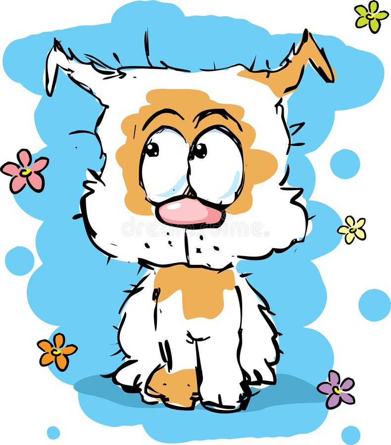 Pequeño perro de perrito lanudo lindo - bosquejo colorido libre illustration Pequeño perro de perrito lanudo lindo - bosquejo colorido libre illustration