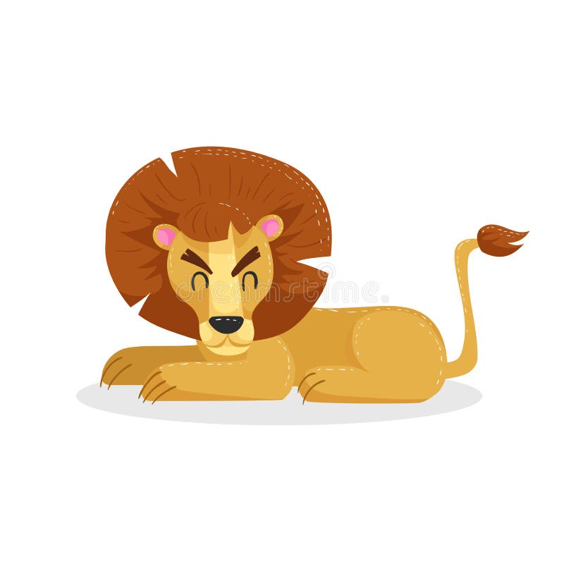 Pequeño resto del león del diseño de moda lindo de la historieta con cerrado libre illustration Pequeño resto del león del diseño de moda lindo de la historieta con cerrado libre illustration