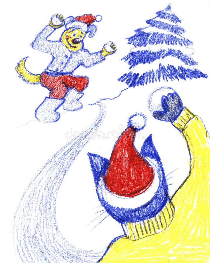 Pequeños caracteres lindos del gato y del perro que juegan bolas de nieve, divirtiéndose, actividad del invierno, ejemplo de la h fotografía de archivo libre de regalías Pequeños caracteres lindos del gato y del perro que juegan bolas de nieve, divirtiéndose, actividad del invierno, ejemplo de la h fotografía de archivo libre de regalías