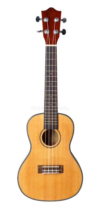 Pequeños guitarra atada del ukelele del Hawaiian cuatro fotografía de archivo Pequeños guitarra atada del ukelele del Hawaiian cuatro fotografía de archivo