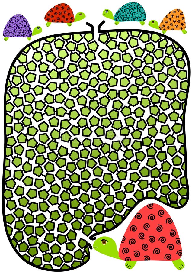 Pequeños tortugas y laberinto del laberinto de la madre stock de ilustración Pequeños tortugas y laberinto del laberinto de la madre stock de ilustración