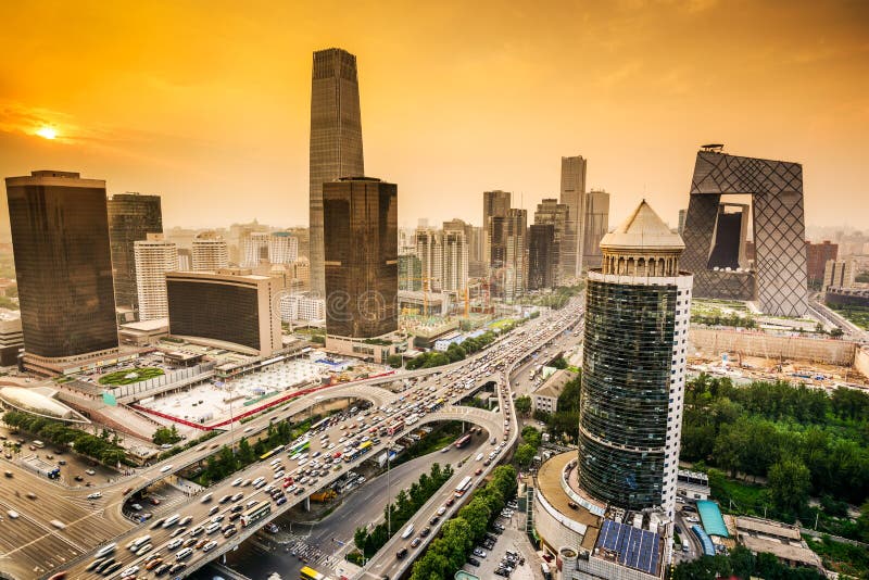 Pequim, skyline financeira do distrito de China