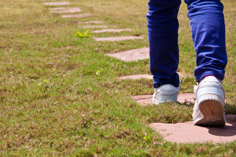 Step walking on the trail towards the ultimate goal. Step walking on the trail towards the ultimate goal.