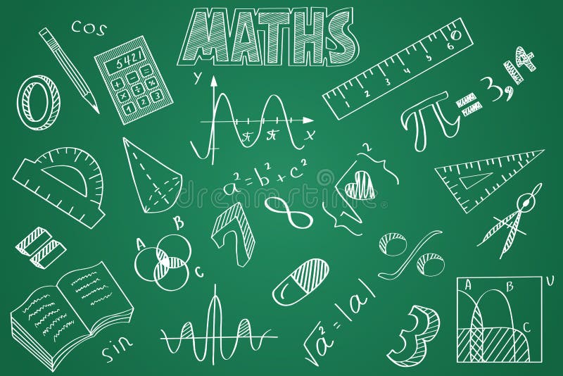 Per la matematica disegnati a mano fissati Gesso sulla lavagna illustrazione vettoriale Per la matematica disegnati a mano fissati Gesso sulla lavagna illustrazione vettoriale