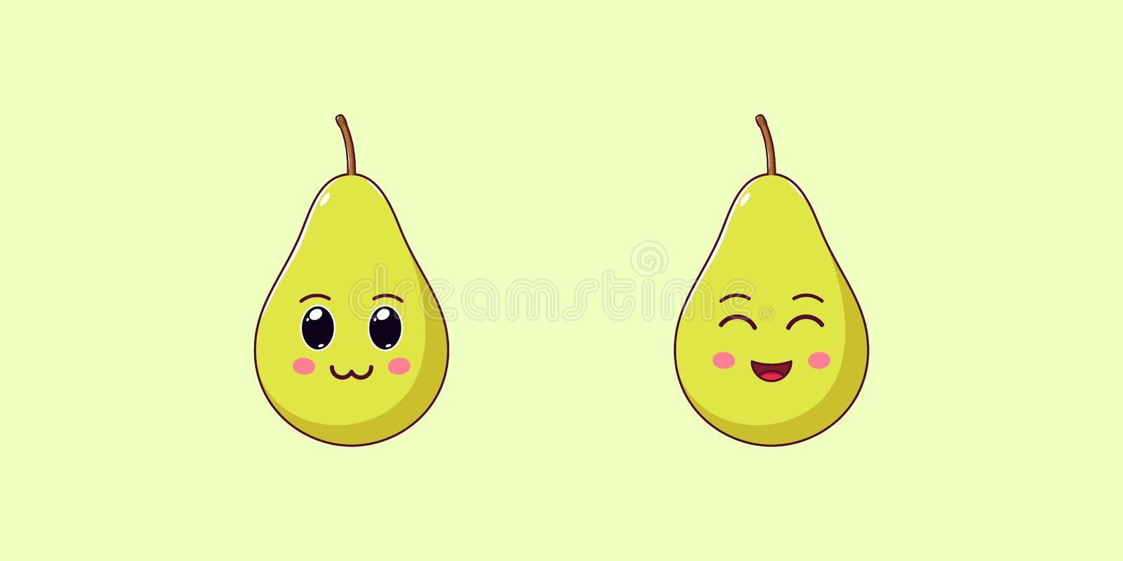 Comida Kawaii Saudável Melancia Desenho Animado Bonito Com Cara Desenho imagem vetorial de kristina0702© 478797340