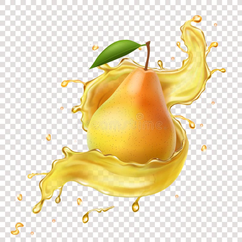 Pera en el ejemplo realista del vector del chapoteo del jugo stock de ilustración Pera en el ejemplo realista del vector del chapoteo del jugo stock de ilustración